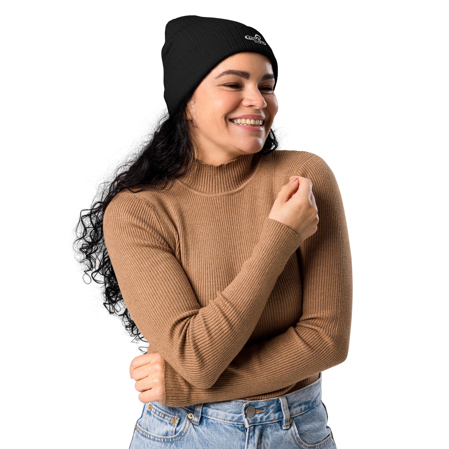 Groovy Flower Ribbed Beanie