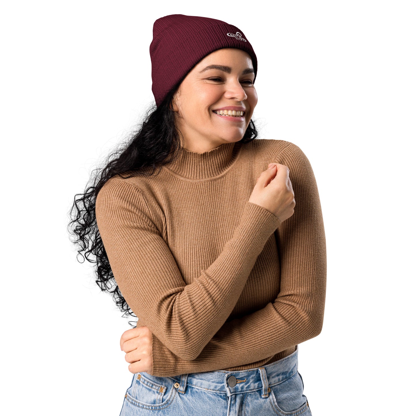 Groovy Flower Ribbed Beanie