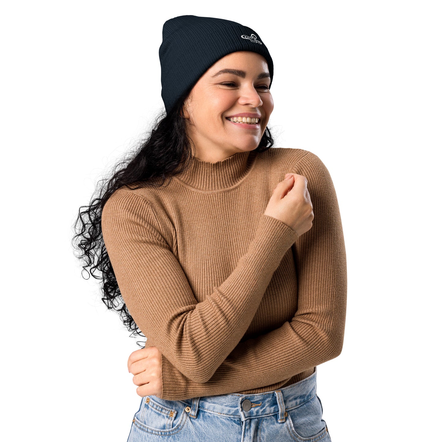 Groovy Flower Ribbed Beanie